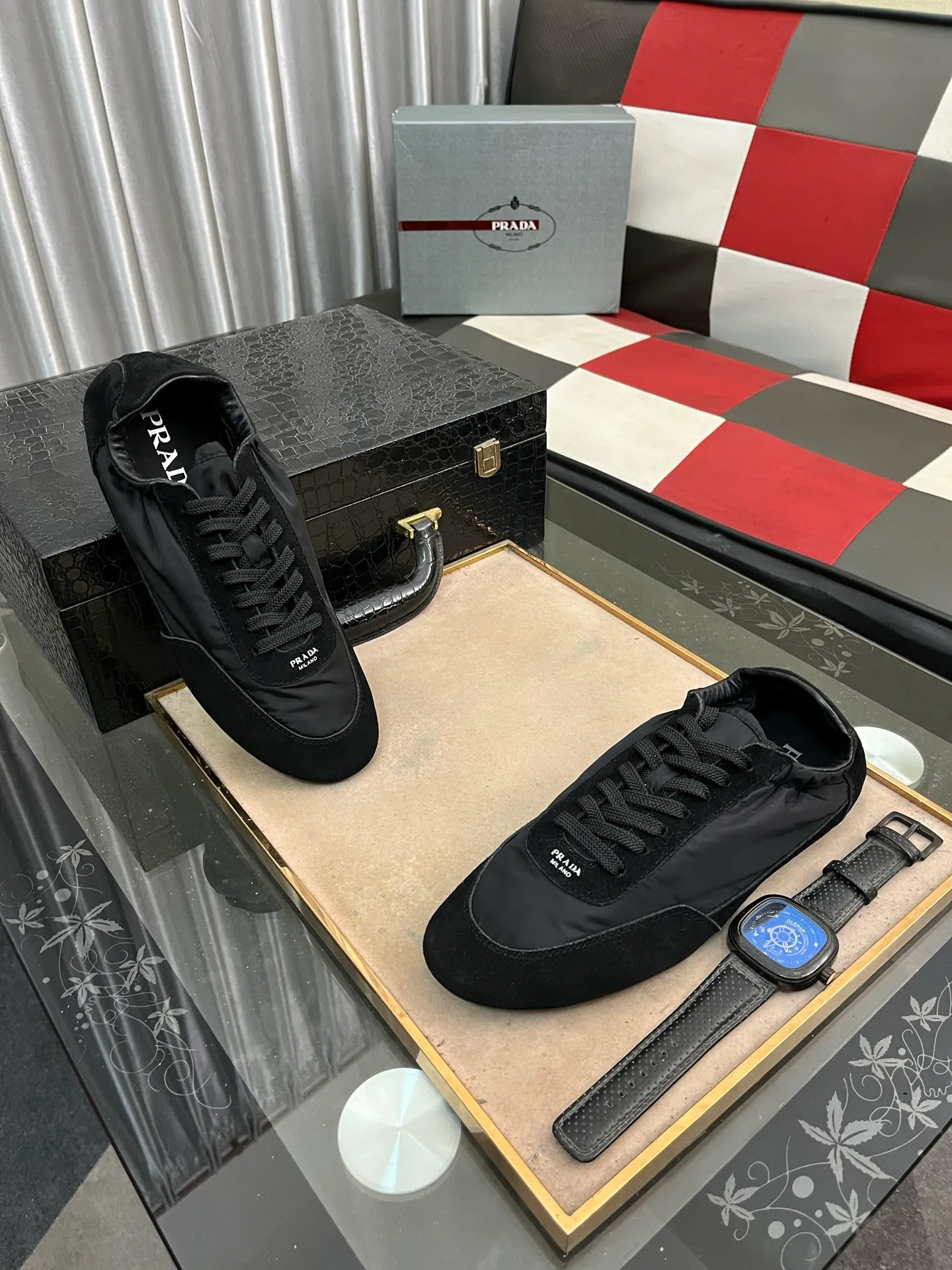 Men's shoes 💰500⌚️⌚️【PRADA】Prada - high-end quality original order 🔍🔍🔍 casual sports shoes - Upper: 🔝Nappa calfskin, brand high mercerized canvas, shoe body brand metal fasteners, tongue silk screen brand logo - Lining: water-dyed cowhide - Outsole: ultra-light TPU foam; molded outsole -Ultra-high quality control and fine workmanship: outstanding (high-end, extravagance, class) -Size: 38-446️⃣colors available
